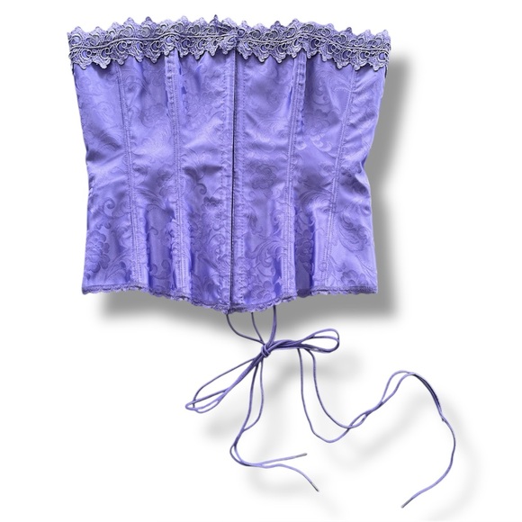 Frederick's of Hollywood Other - SOLD Vintage 90s Fredericks Hollywood Purple Lace Floral Corset Y2K Coquette 38